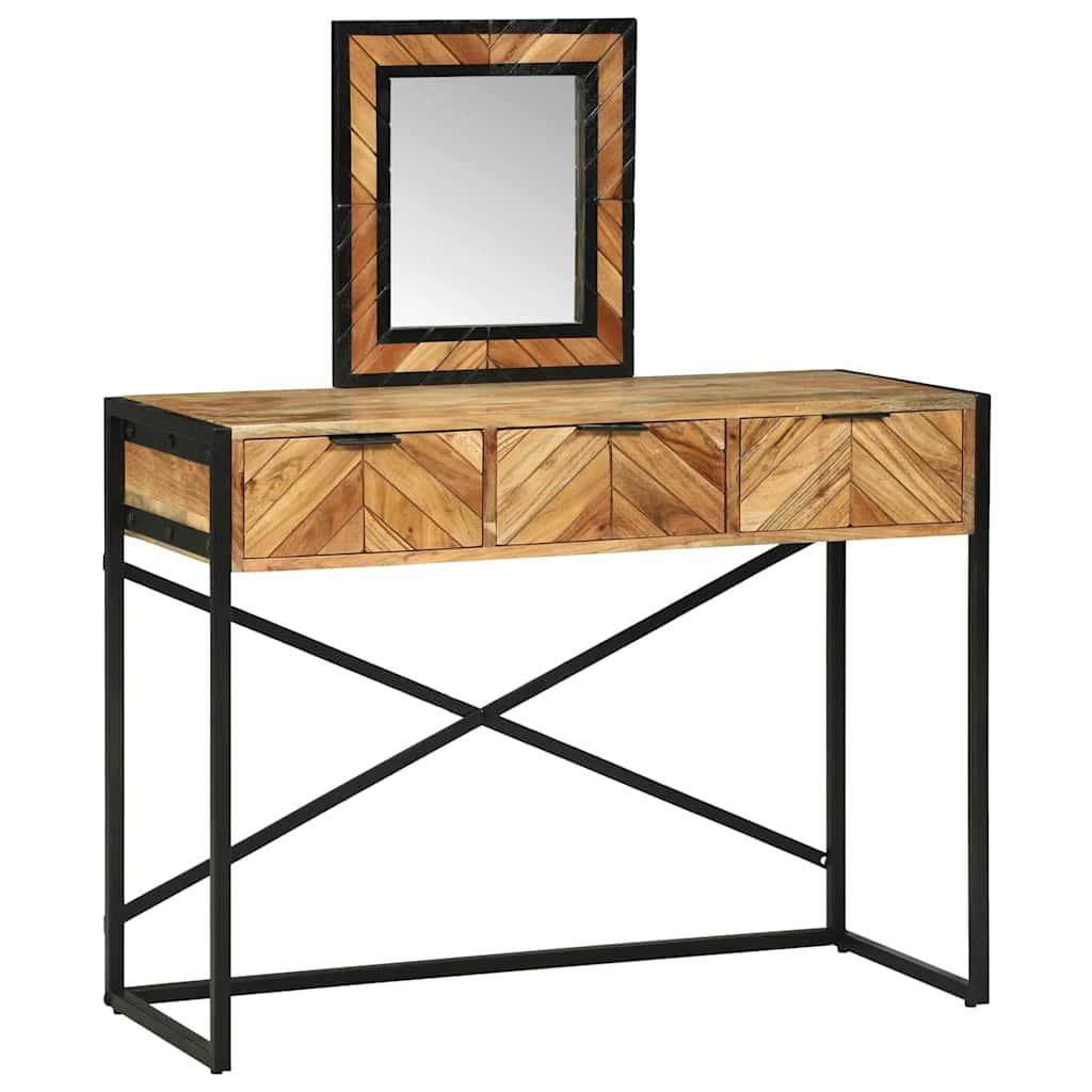 Dressing Table with Mirror 100x40x120 cm Solid Wood Acacia - The Home Maker