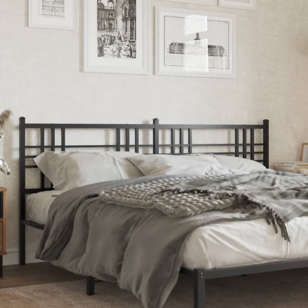 Metal Headboard Black 200cm - vid-376362 - Direct Imports