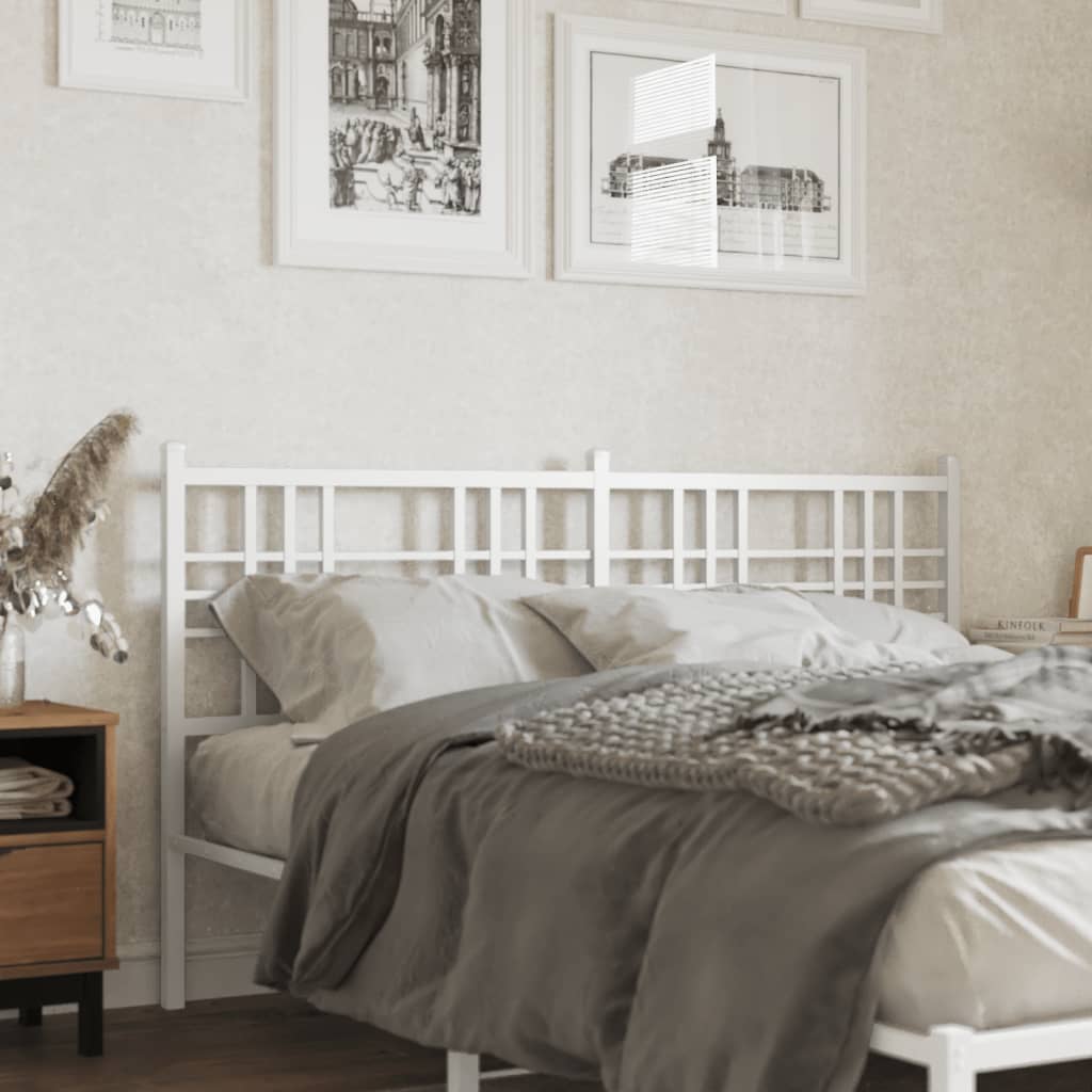 Metal Headboard White 160cm - vid-376408 - Direct Imports