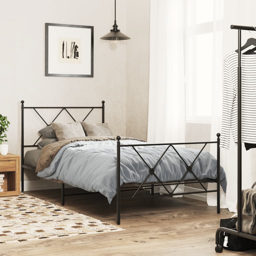 Metal Bedframe with Footboard Black 90x190cm - Charlotte Dunes