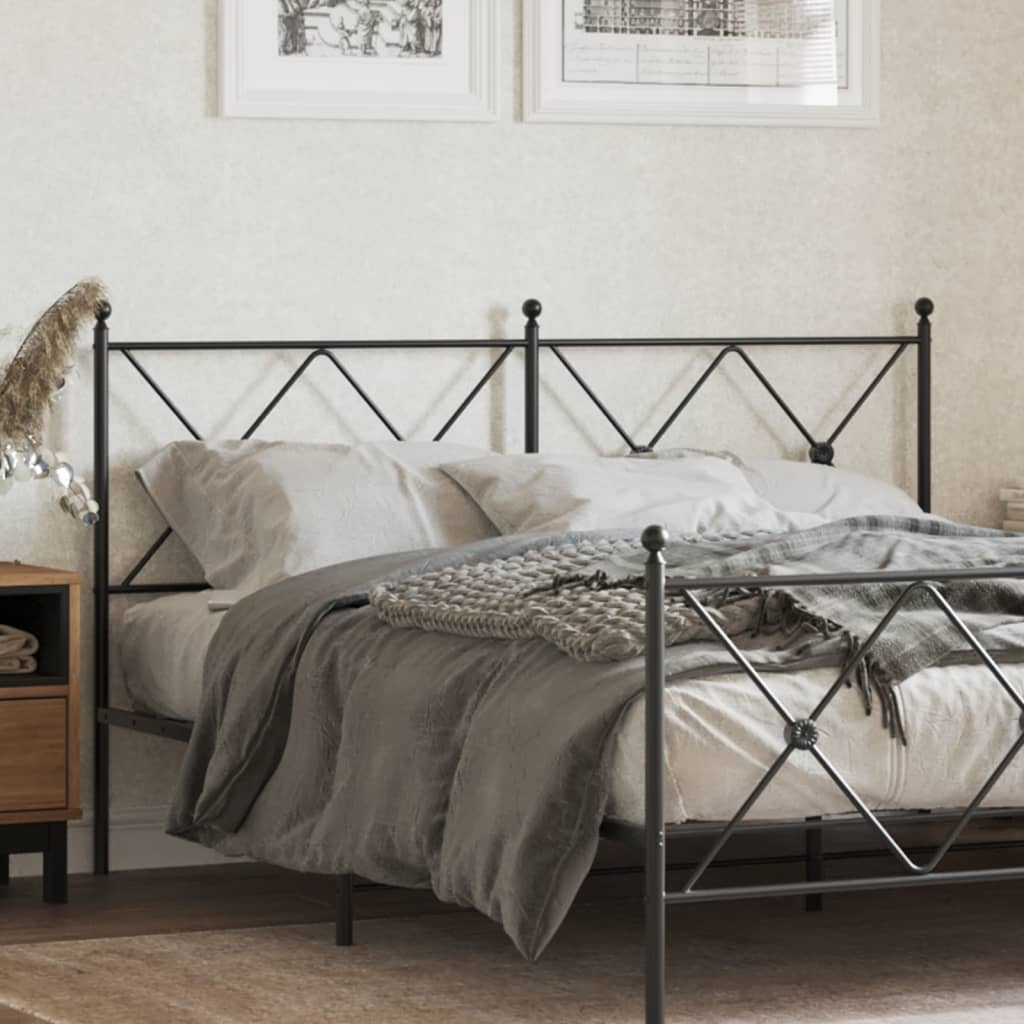 Metal Headboard Black 160cm - vid-376537 - Direct Imports