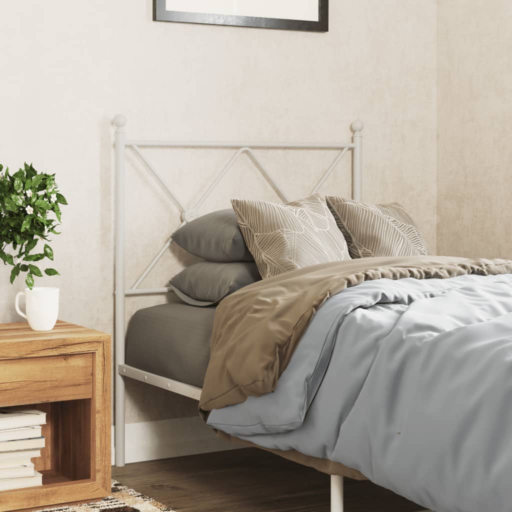 Metal Headboard White 80cm - vid-376578 - Direct Imports