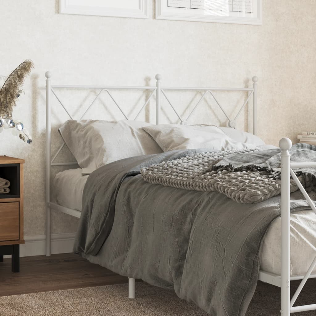 Metal Headboard White 120cm - vid-376582 - Direct Imports
