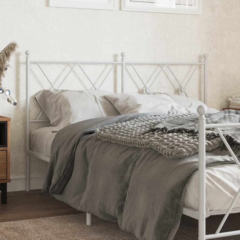 Metal Headboard White 140cm - vid-376584 - Direct Imports