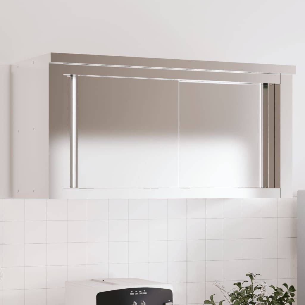 Kitchen Wall Cabinet with Sliding Doors Stainless Steel - The Home Maker