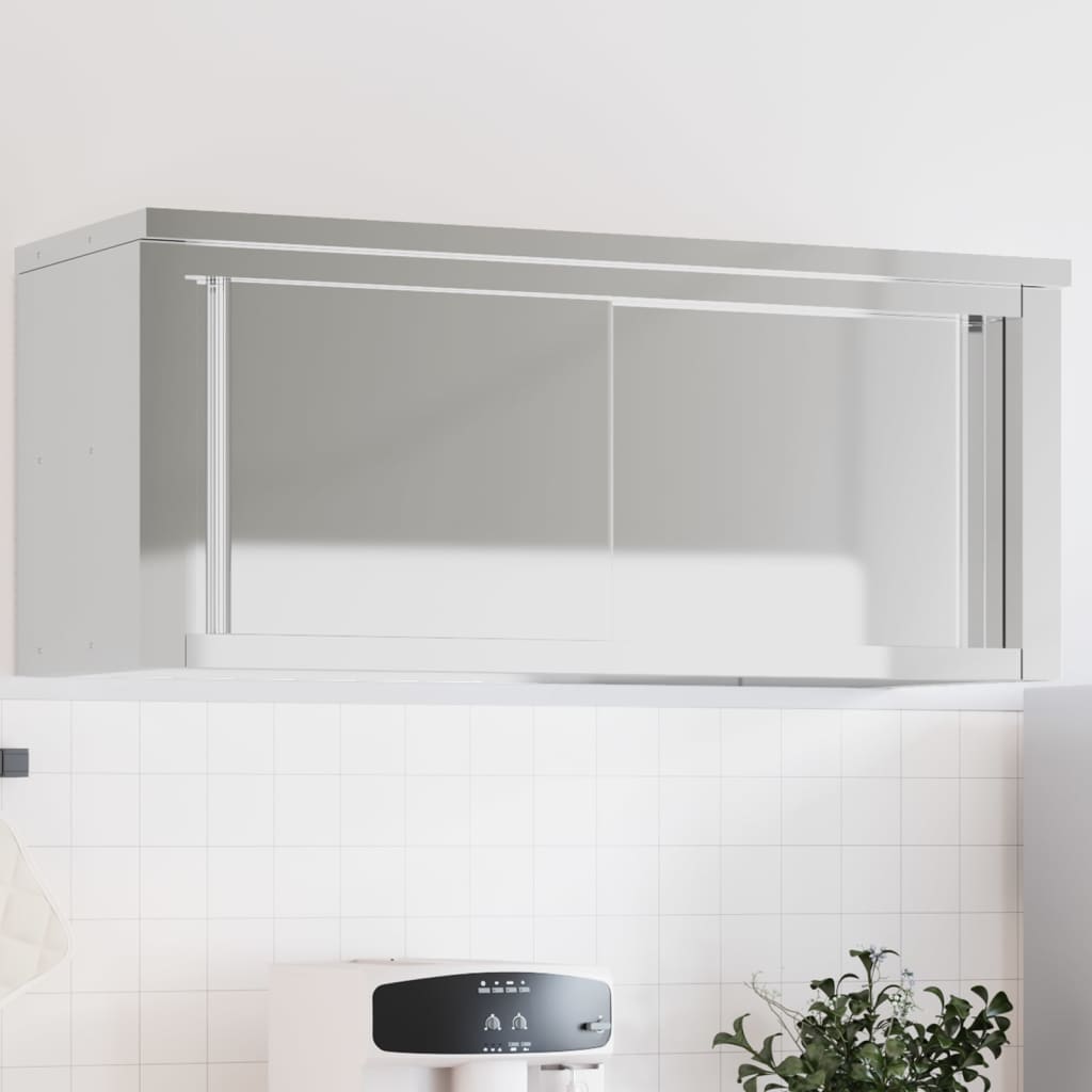 Kitchen Wall Cabinet with Sliding Doors Stainless Steel - Merkel Designers