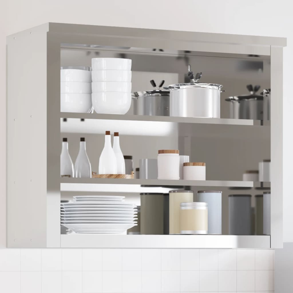 Kitchen Wall Cabinet with Shelves Stainless Steel - Merlin Deals