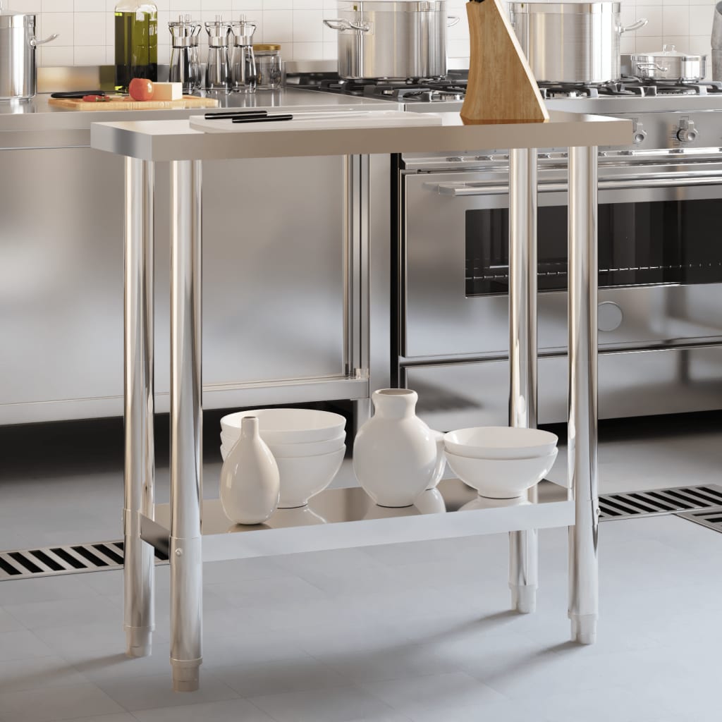 Kitchen Work Table 82.5x30x85 cm Stainless Steel - Style and Chic