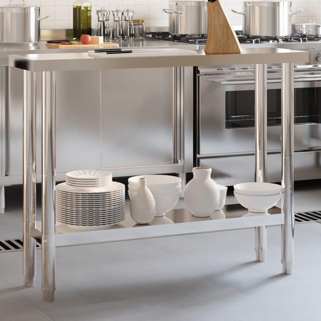 Kitchen Work Table 110x30x85 cm Stainless Steel - Direct Imports