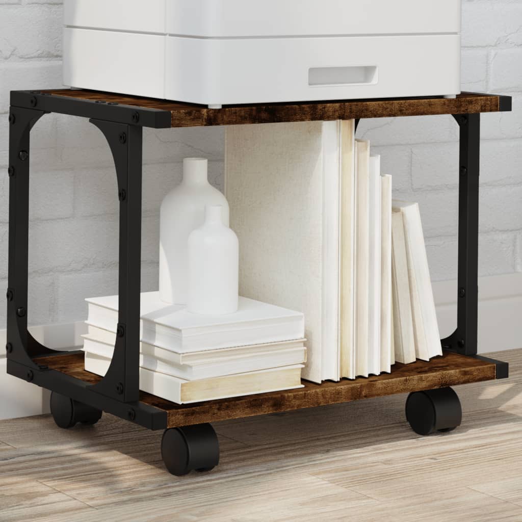 Printer Stand 2-Tier Smoked Oak 41x28x33.5 cm Engineered Wood - Style and Chic