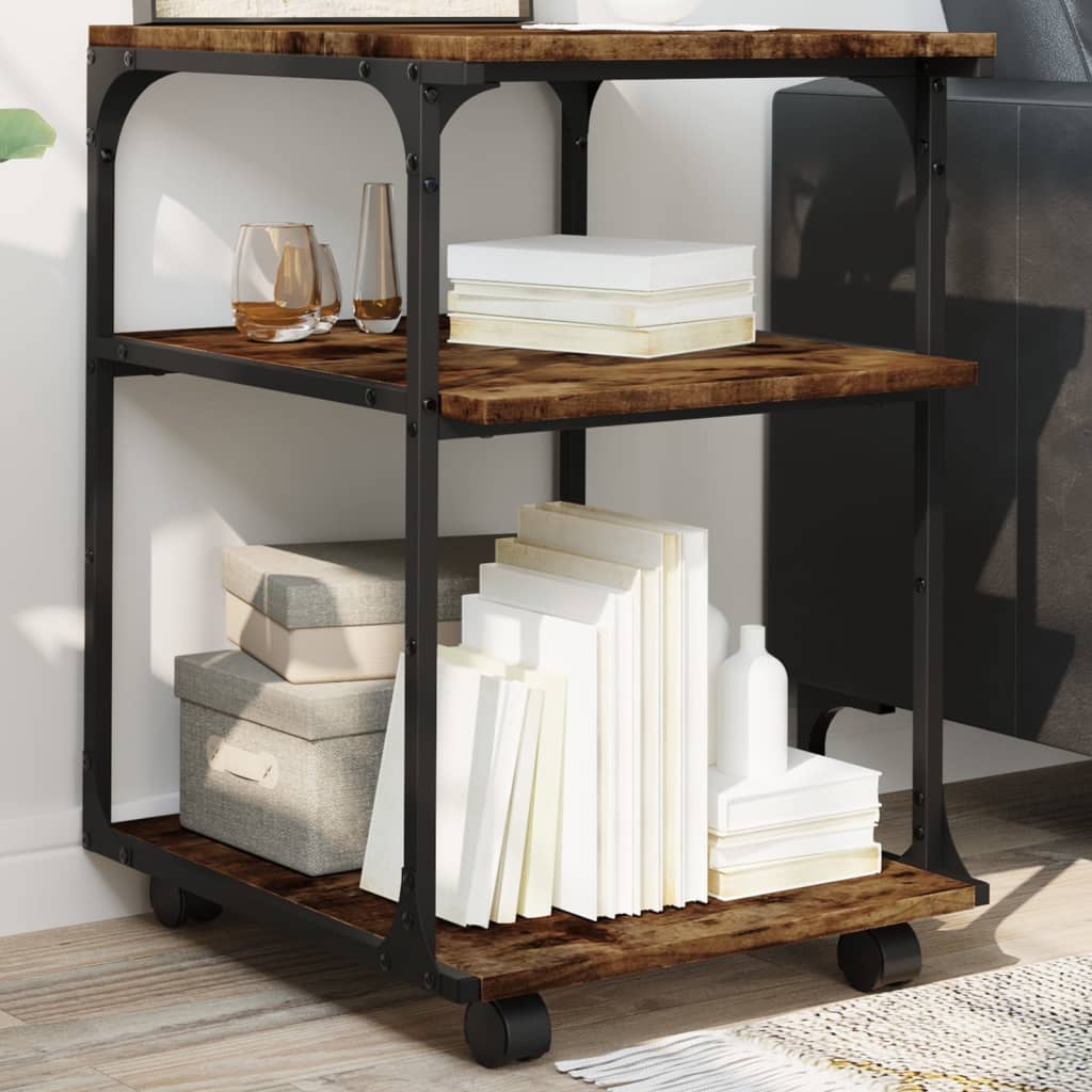Printer Stand 3-Tier Smoked Oak 43x48x64 cm Engineered Wood - Style and Chic