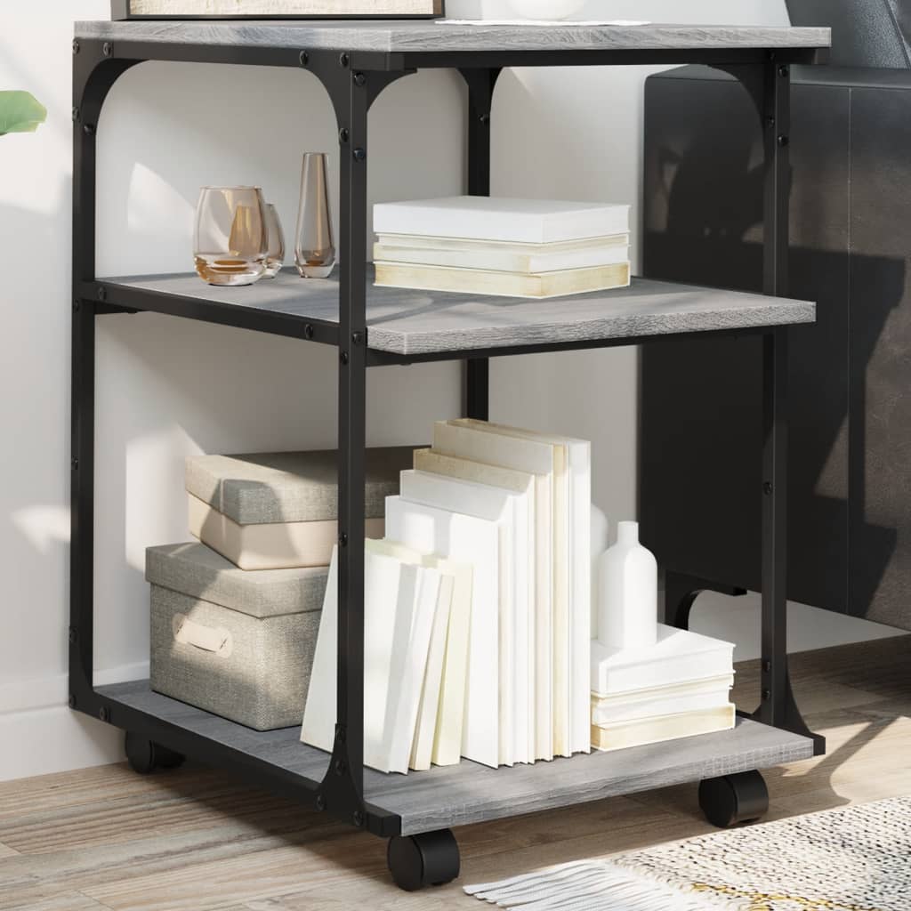 Printer Stand 3-Tier Grey Sonoma 43x48x64 cm Engineered Wood - All Things Good