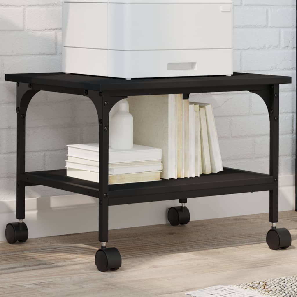 Printer Stand 2-Tier Black 50x40x38 cm Engineered Wood - The Home Maker