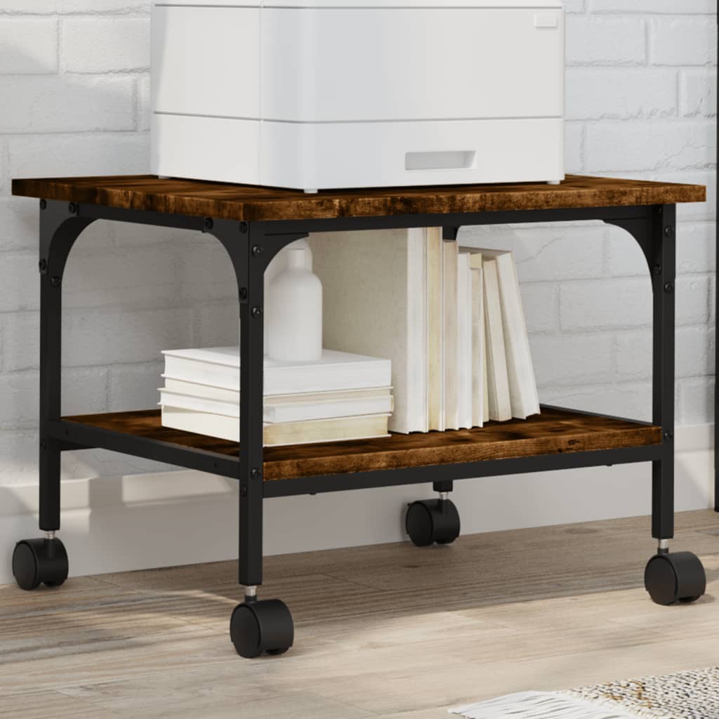 Printer Stand 2-Tier Smoked Oak 50x40x38 cm Engineered Wood - The Home Maker