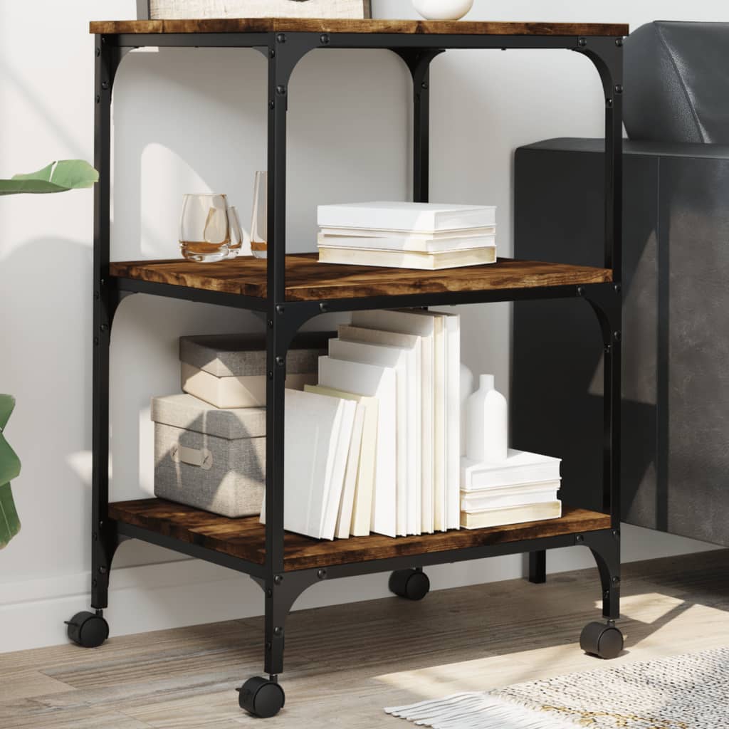 Printer Stand 3-Tier Smoked Oak 50x41x75 cm Engineered Wood - The Home Maker