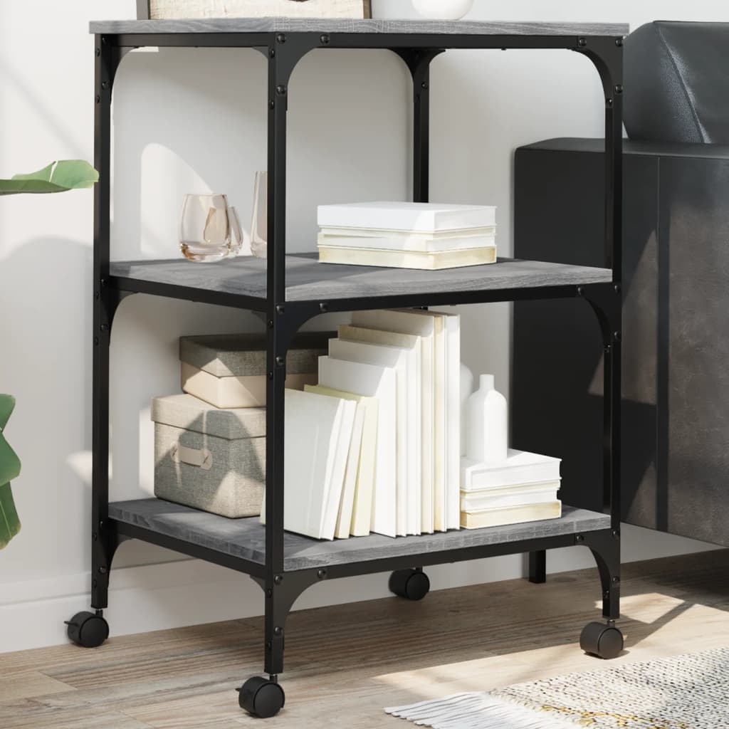 Printer Stand 3-Tier Grey Sonoma 50x41x75 cm Engineered Wood - Merkel Designers