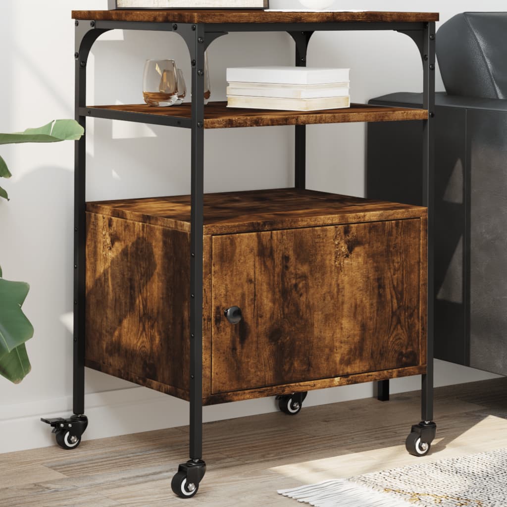 Printer Stand 3-Tier Smoked Oak 50x40x76 cm Engineered Wood - All Things Good