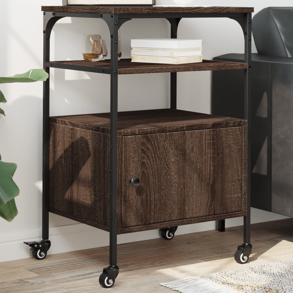 Printer Stand 3-Tier Brown Oak 50x40x76 cm Engineered Wood - The Home Maker