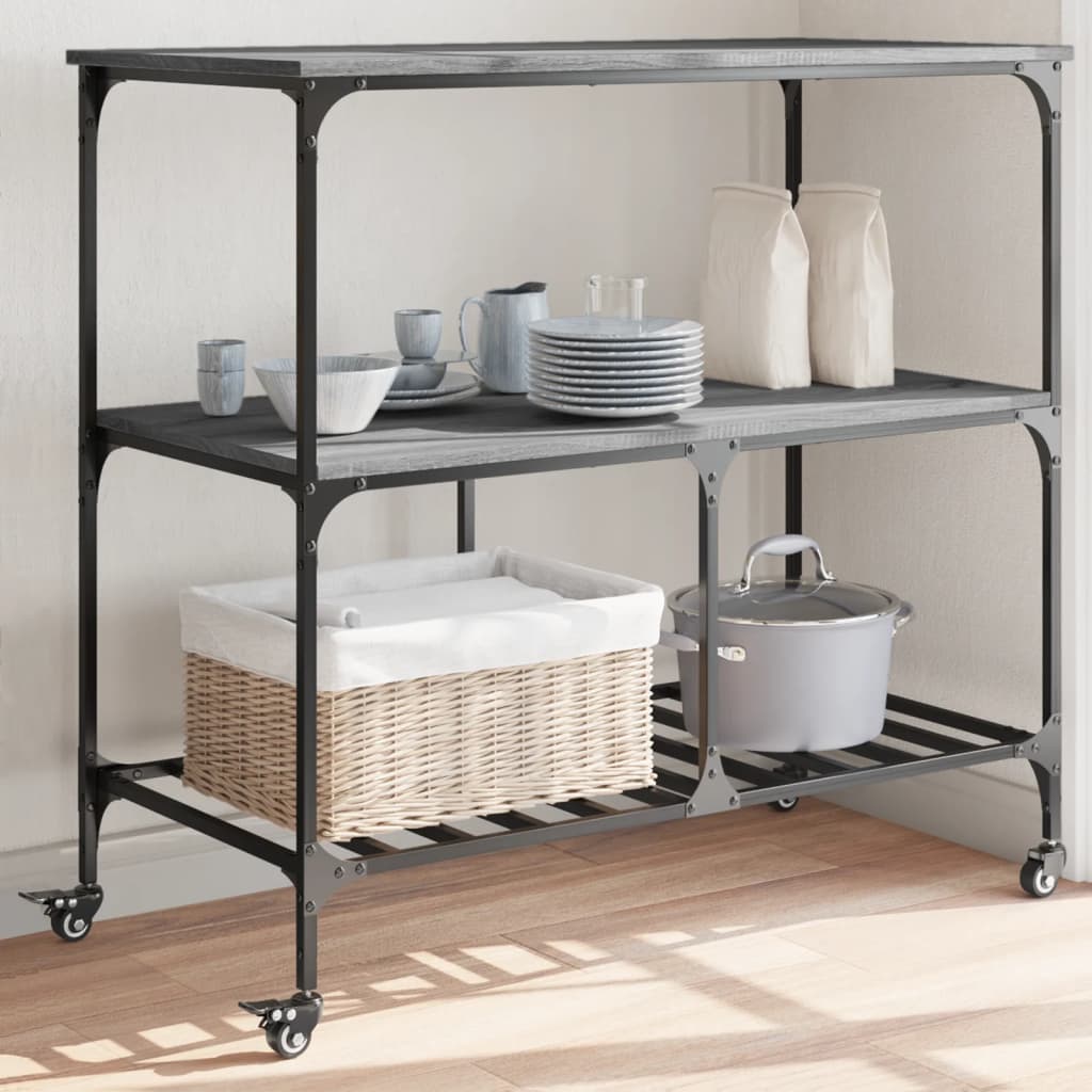 Kitchen Trolley Grey Sonoma 100x50x95 cm Engineered Wood - All Things Good