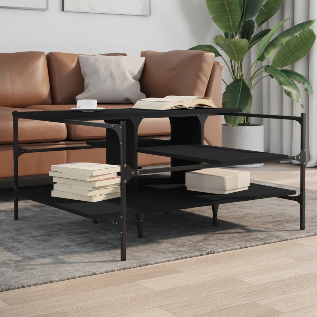 Coffee Table Black 100x100x48.5 cm EngineeredÂ Wood - Merkel Designers