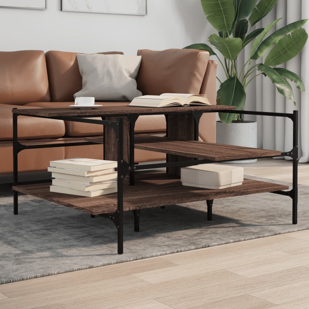 Coffee Table Brown Oak 100x100x48.5 cm EngineeredÂ Wood - Style and Chic