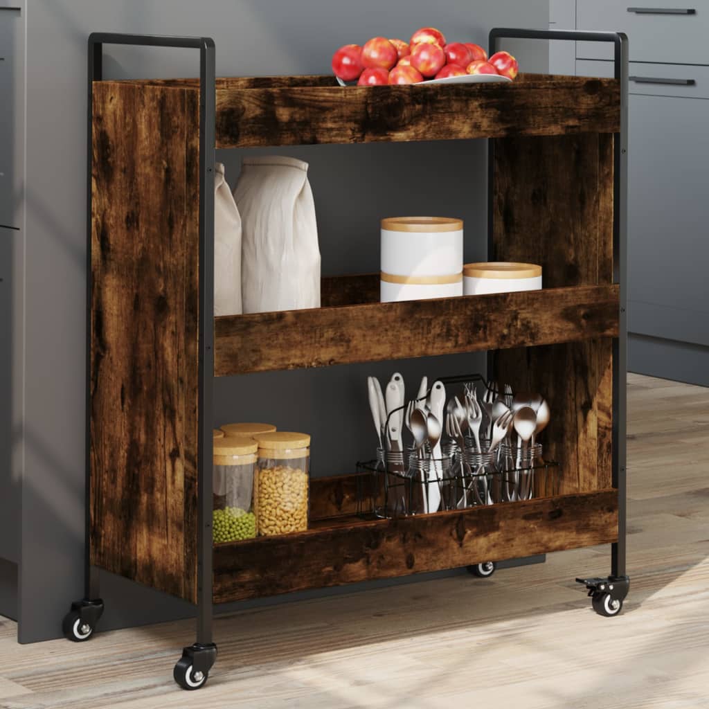 Kitchen Trolley Smoked Oak 70x30x82 cm Engineered Wood - Merkel Designers