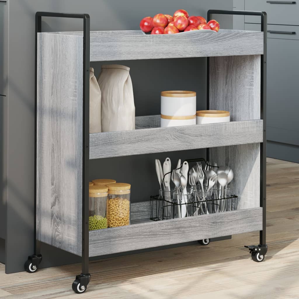 Kitchen Trolley Grey Sonoma 70x30x82 cm Engineered Wood - The Home Maker