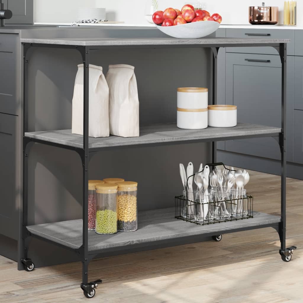 Kitchen Trolley Grey Sonoma 102x50x95 cm Engineered Wood - Merkel Designers