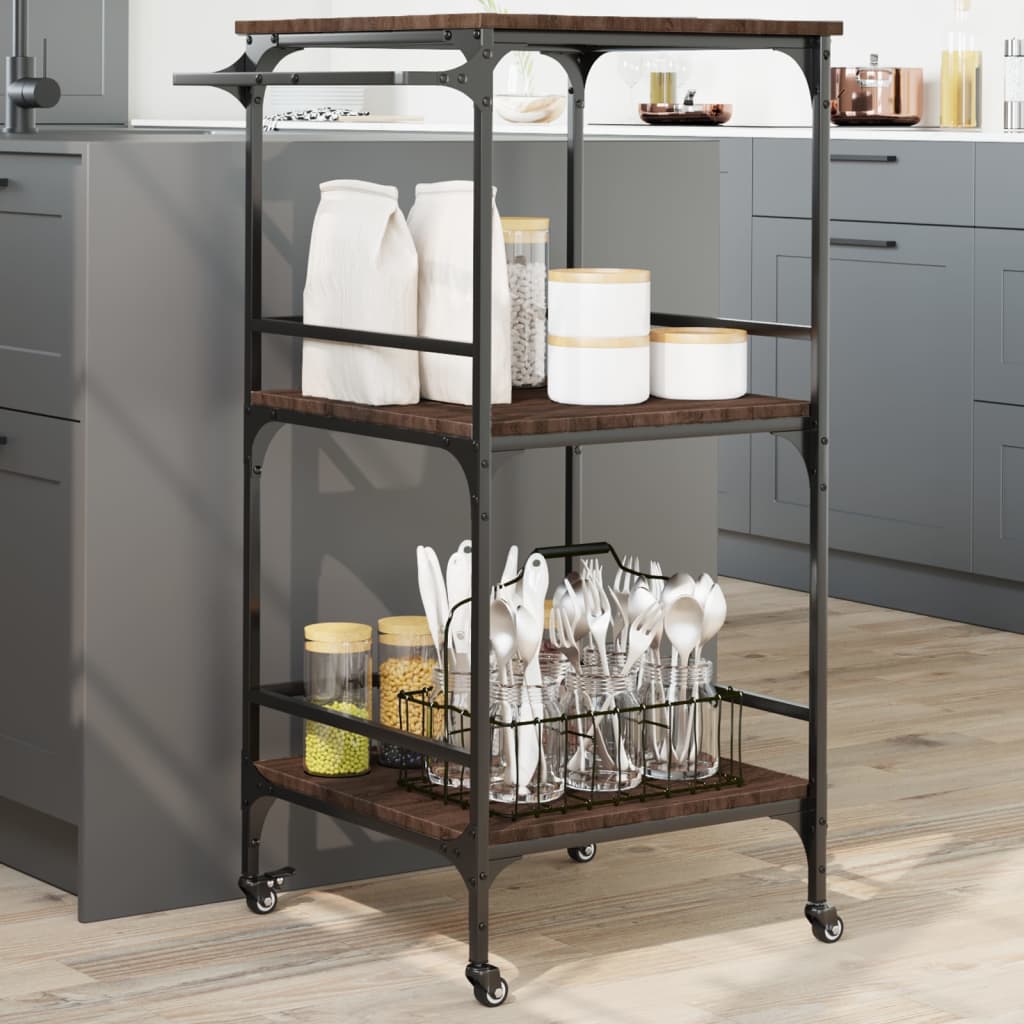 Kitchen Trolley Brown Oak 60.5x50x105 cm Engineered Wood - All Things Good