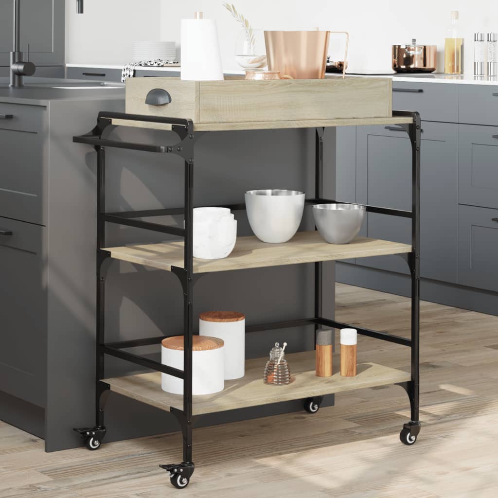 Kitchen Trolley Sonoma Oak 81.5x41x92.5 cm Engineered Wood - All Things Good
