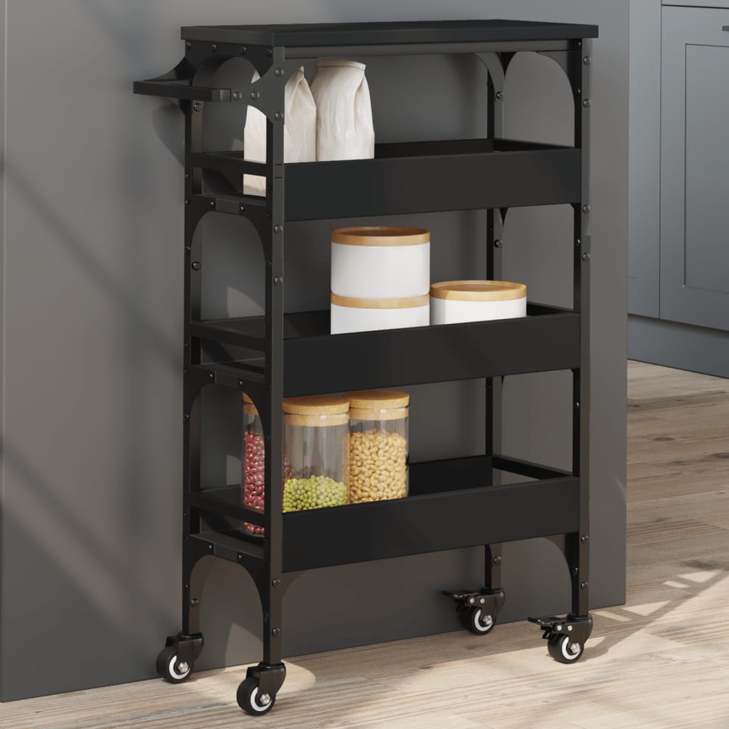 Kitchen Trolley Black 53x20x76 cm Engineered Wood - Merkel Designers