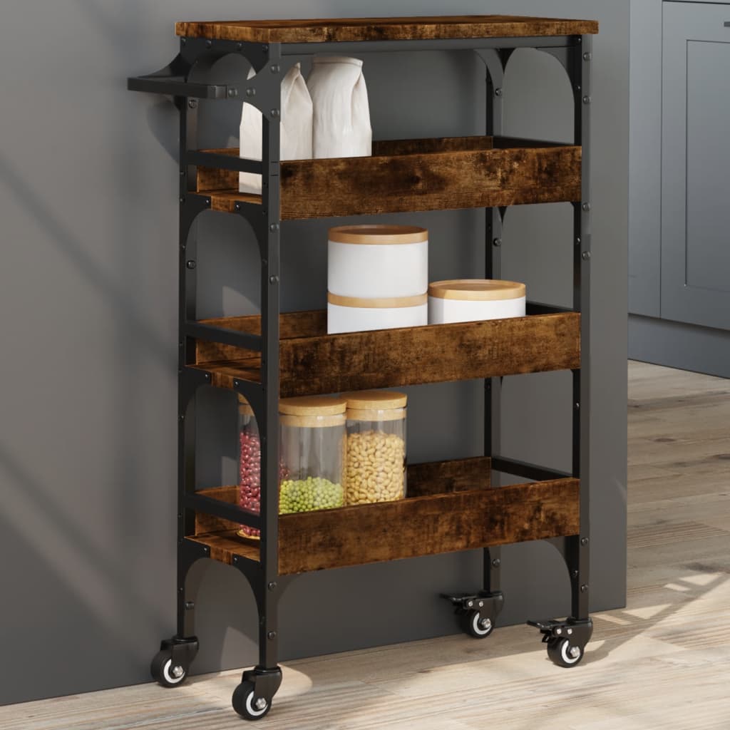 Kitchen Trolley Smoked Oak 53x20x76 cm Engineered Wood - Merkel Designers