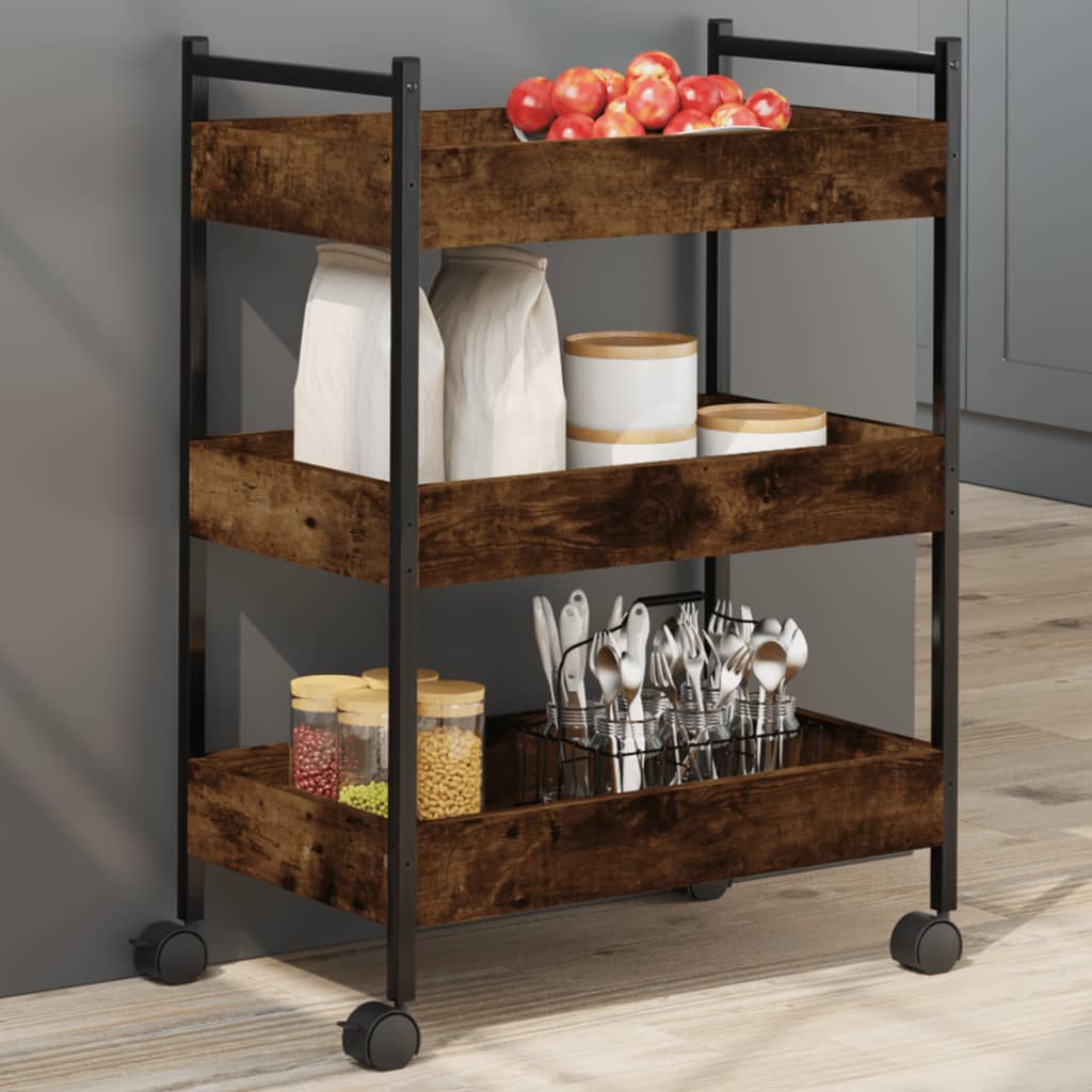 Kitchen Trolley Smoked Oak 50x30x70 cm Engineered Wood - Merkel Designers