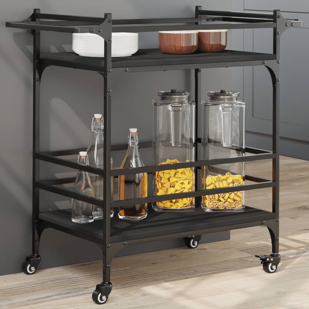 Kitchen Trolley Black 82x40x78.5 cm Engineered Wood - All Things Good
