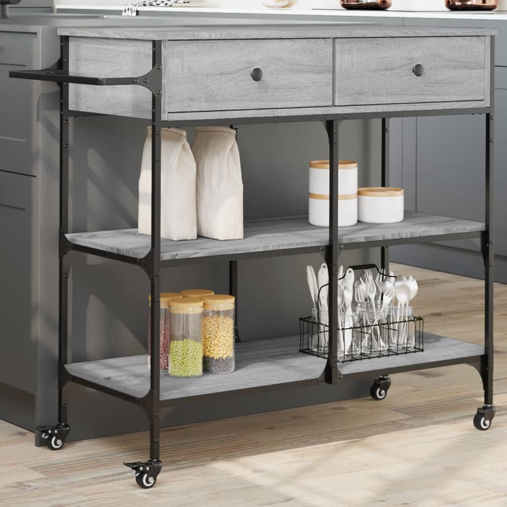 Kitchen Trolley Grey Sonoma 105x42x95 cm Engineered Wood - Merkel Designers