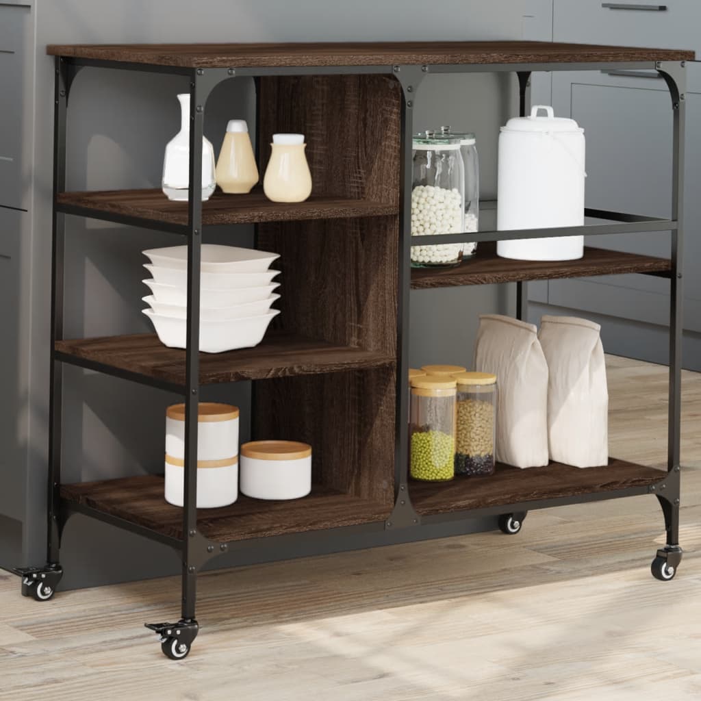 Kitchen Trolley Brown Oak 100x45x89.5 cm Engineered Wood - Merkel Designers