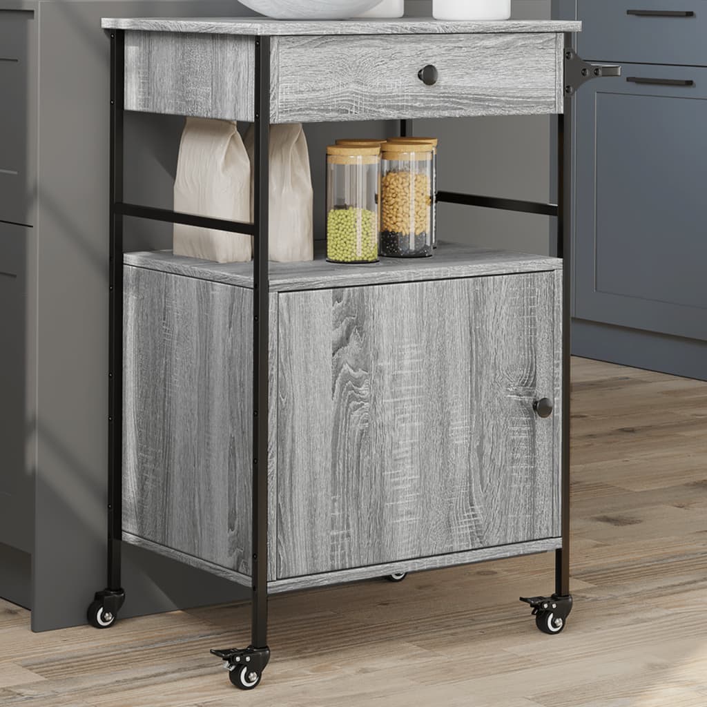 Kitchen Trolley Grey Sonoma 56x43x89.5 cm Engineered Wood - All Things Good