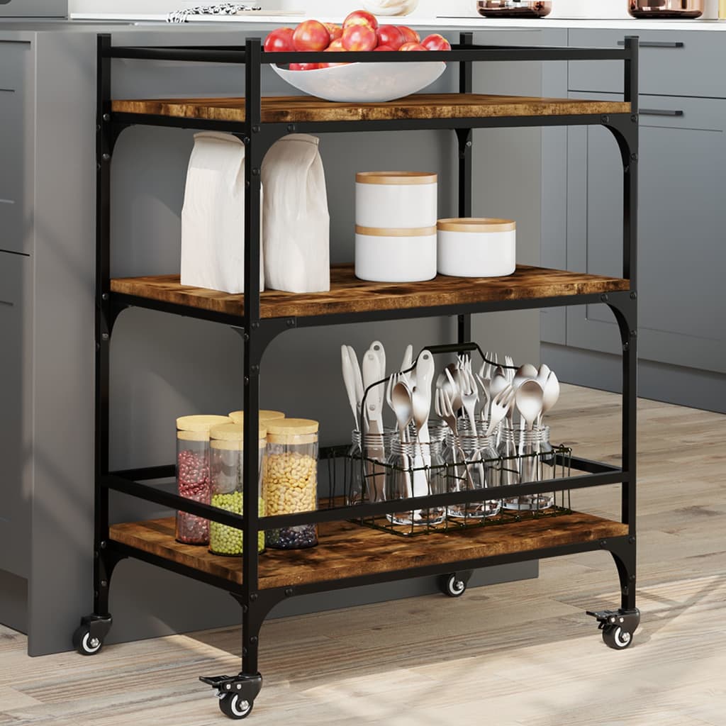 Kitchen Trolley Smoked Oak 65x40x86.5 cm Engineered Wood - Merkel Designers