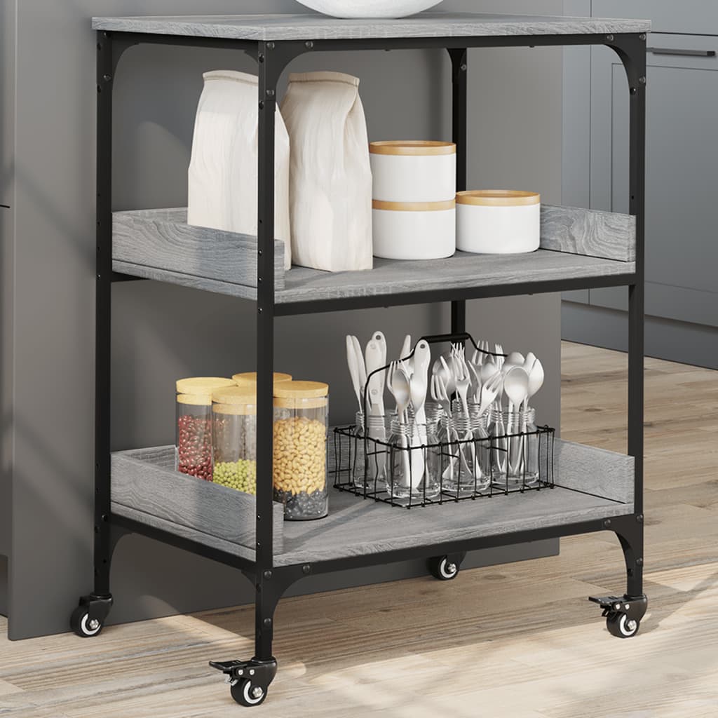 Kitchen Trolley Grey Sonoma 60x41x80.5 cm Engineered Wood - All Things Good