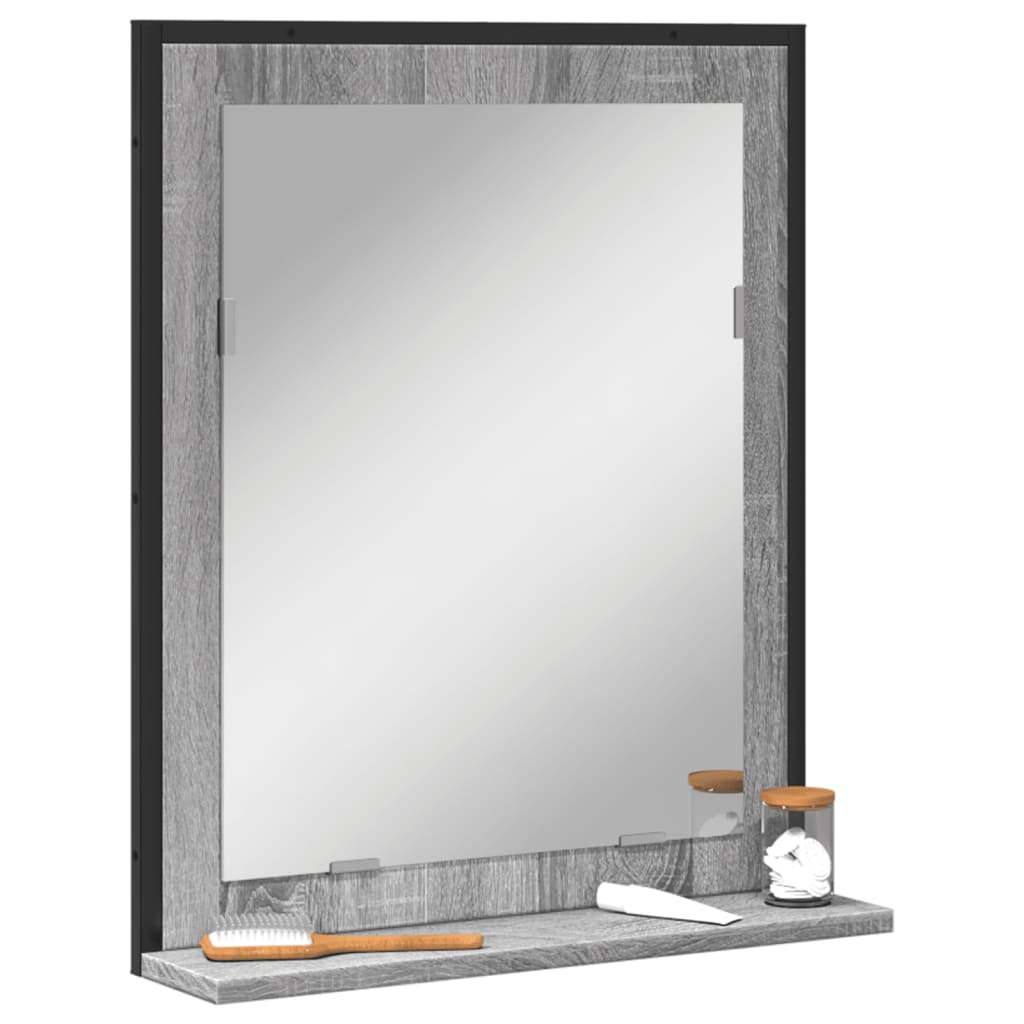 Bathroom Mirror with Shelf Grey Sonoma 50x12x60 cm Engineered Wood - All Things Good