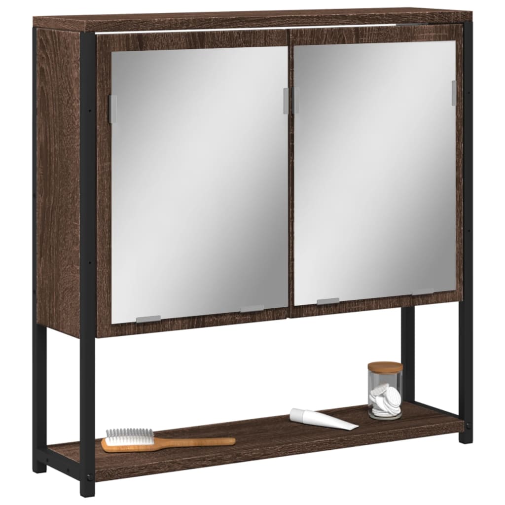 Bathroom Mirror Cabinet Brown Oak 60x16x60 cm Engineered Wood - All Things Good