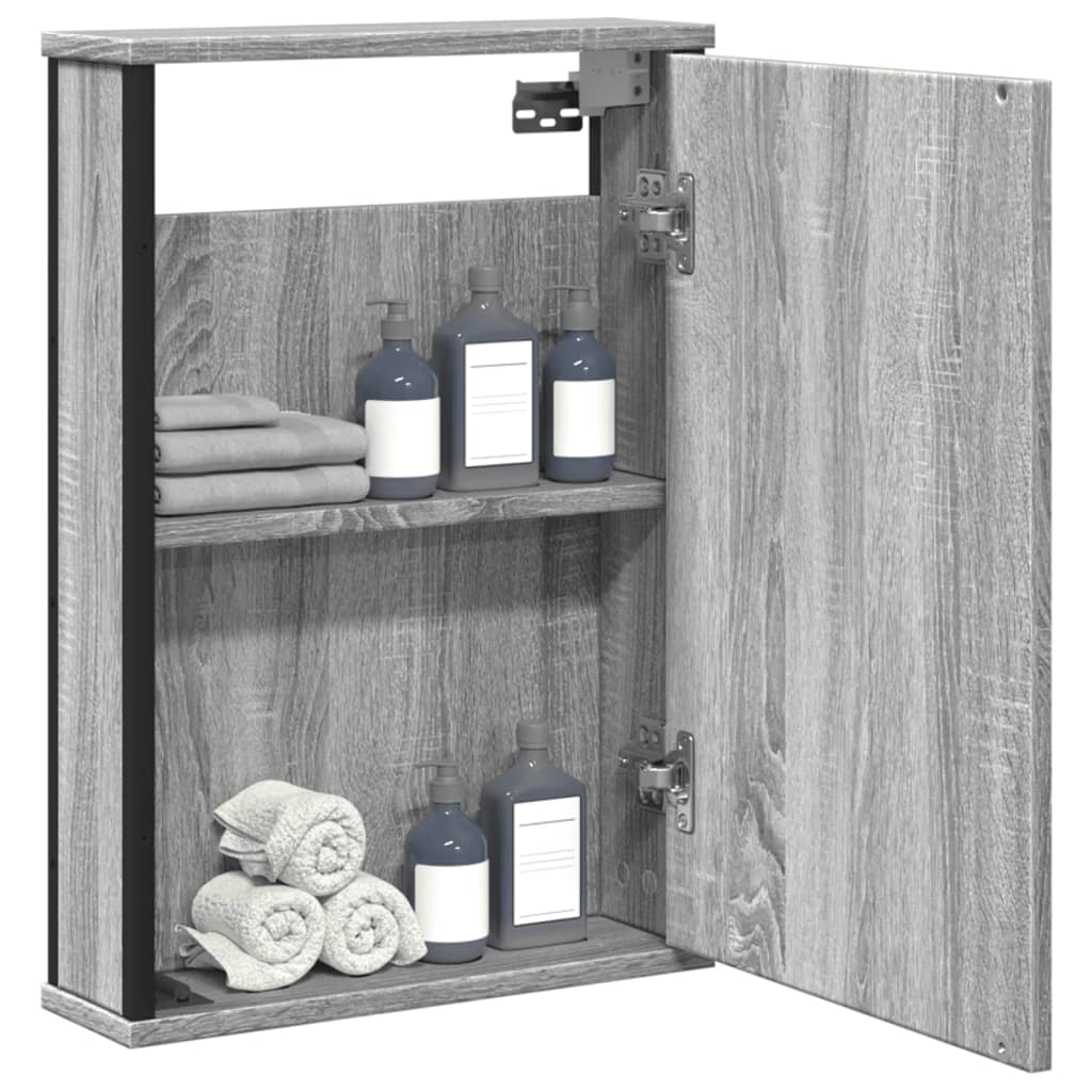 Bathroom Mirror Cabinet Grey Sonoma 42x12x60 cm Engineered Wood - Merkel Designers