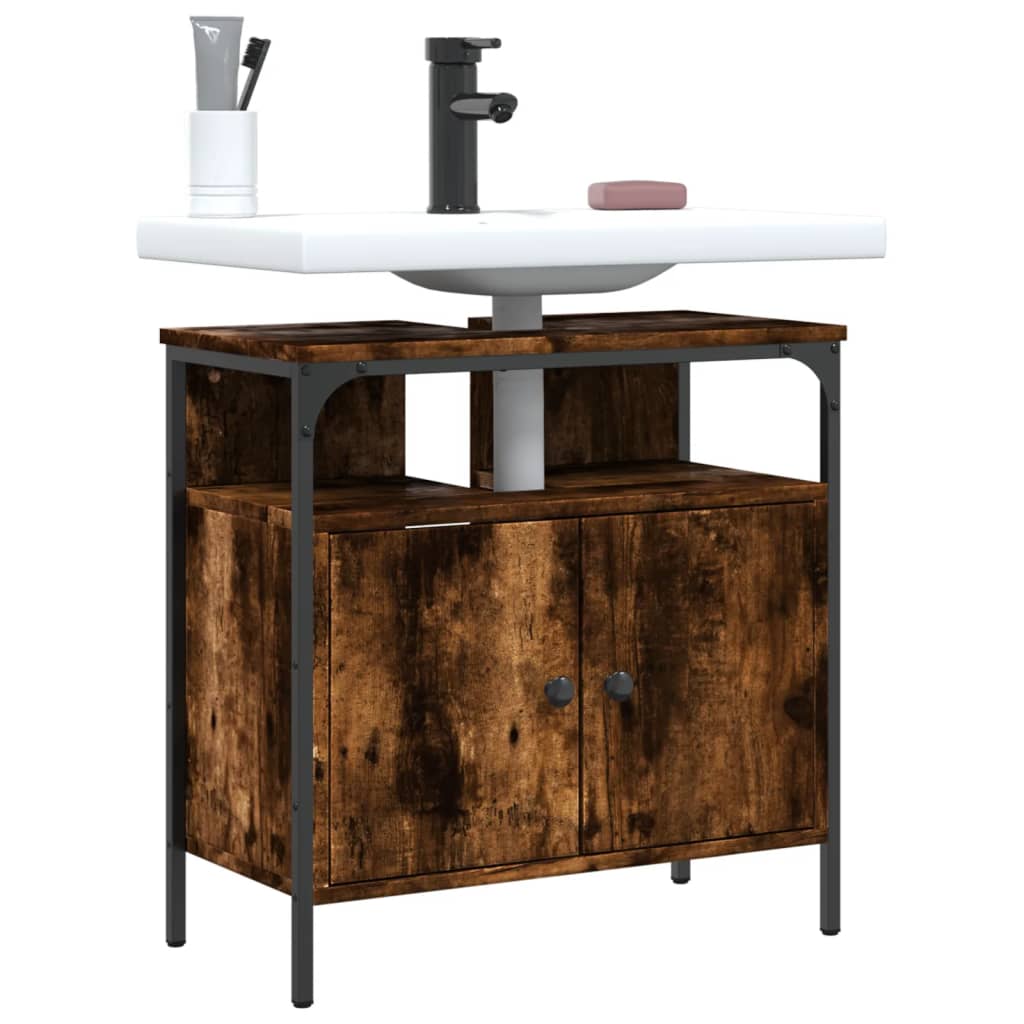 Bathroom Sink Cabinet Smoked Oak 60x30x60 cm Engineered Wood - All Things Good