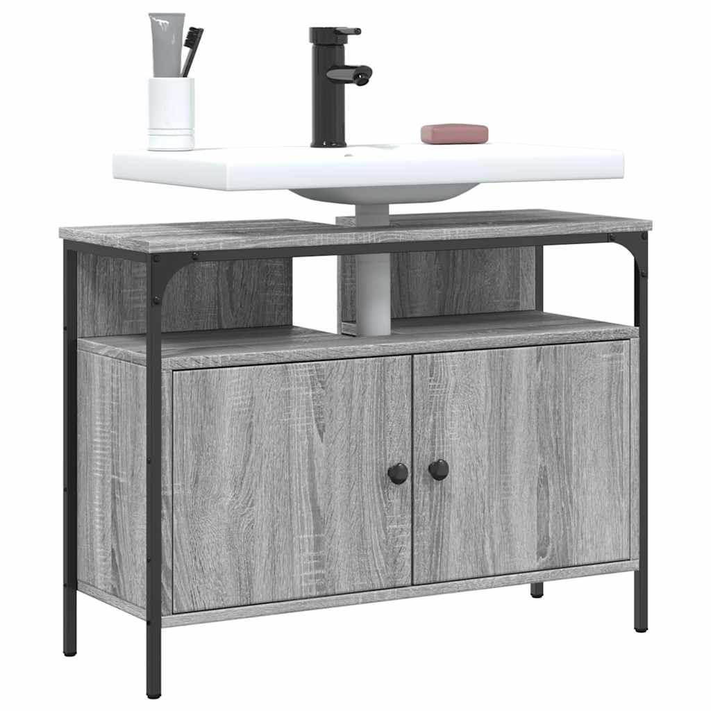 Bathroom Sink Cabinet Grey Sonoma 80x30x60 cm Engineered Wood - Discount Dealers