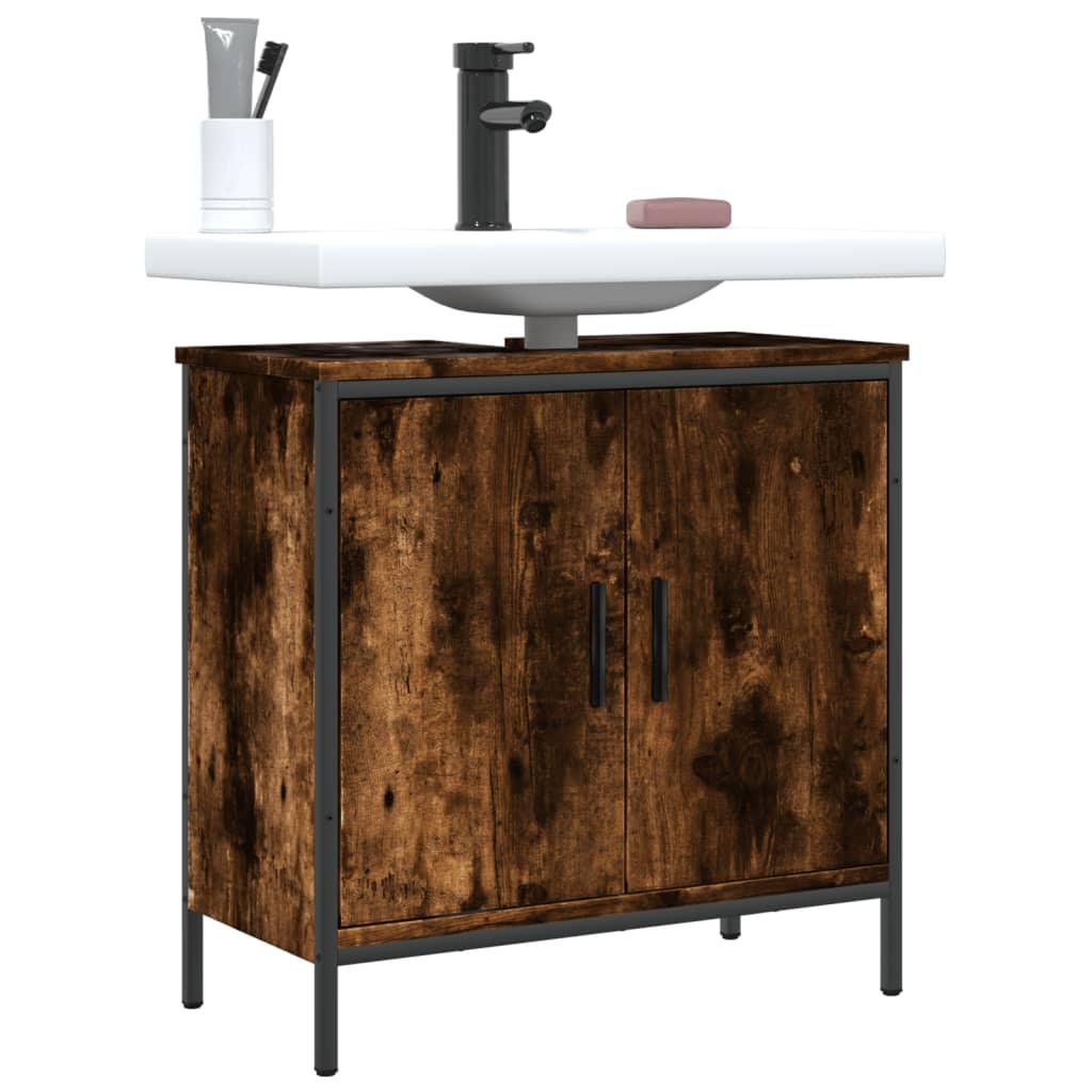 Bathroom Sink Cabinet Smoked Oak 60x30x60 cm Engineered Wood - Merkel Designers