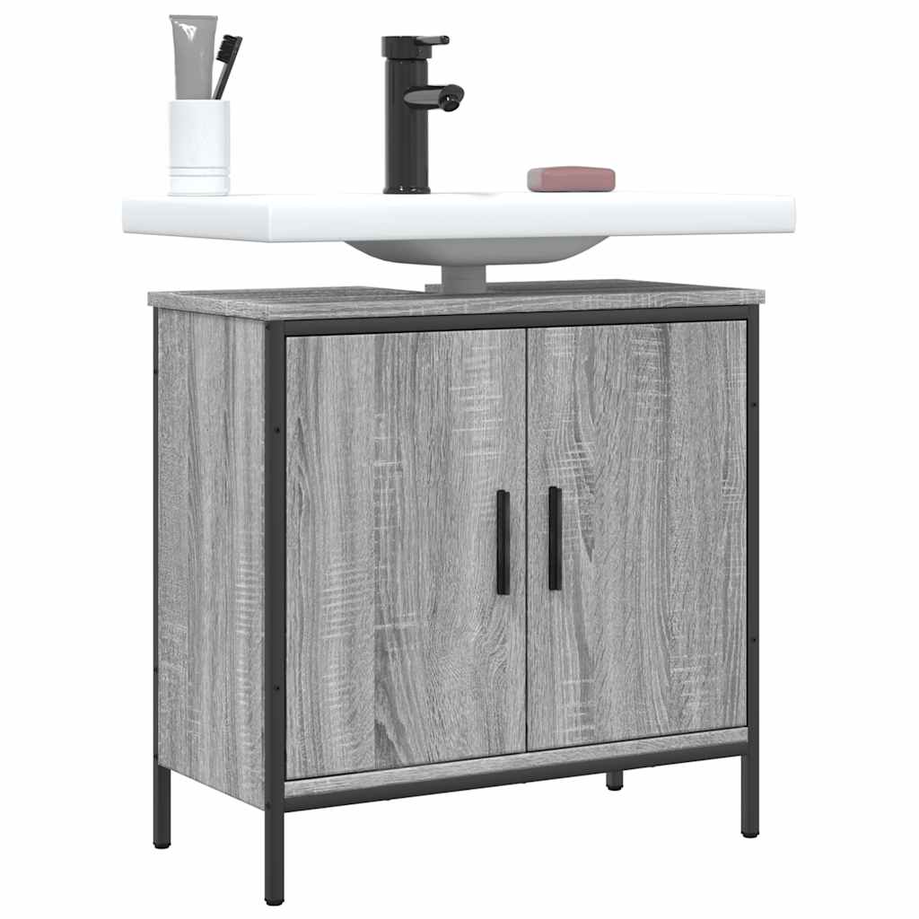 Bathroom Sink Cabinet Grey Sonoma 60x30x60 cm Engineered Wood - Decor Base