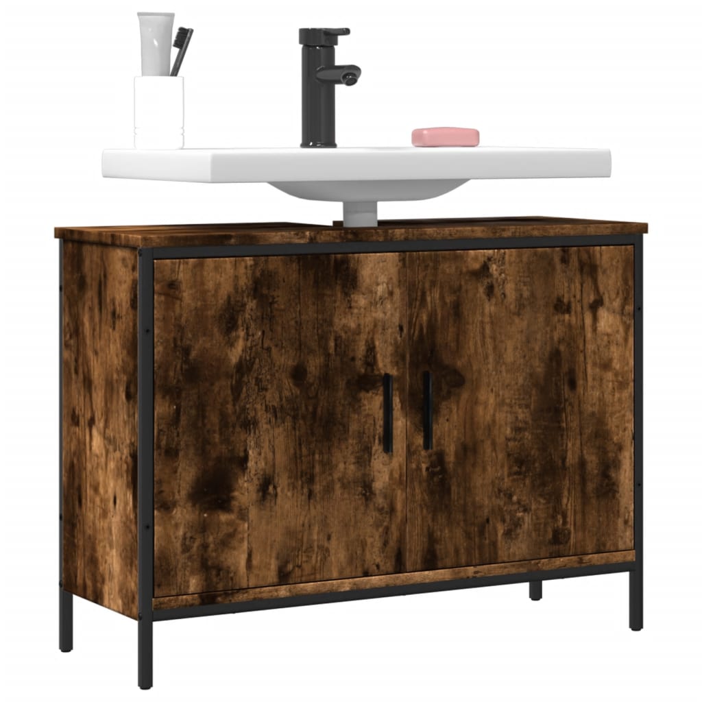 Bathroom Sink Cabinet Smoked Oak 80x30x60 cm Engineered Wood - Style and Chic