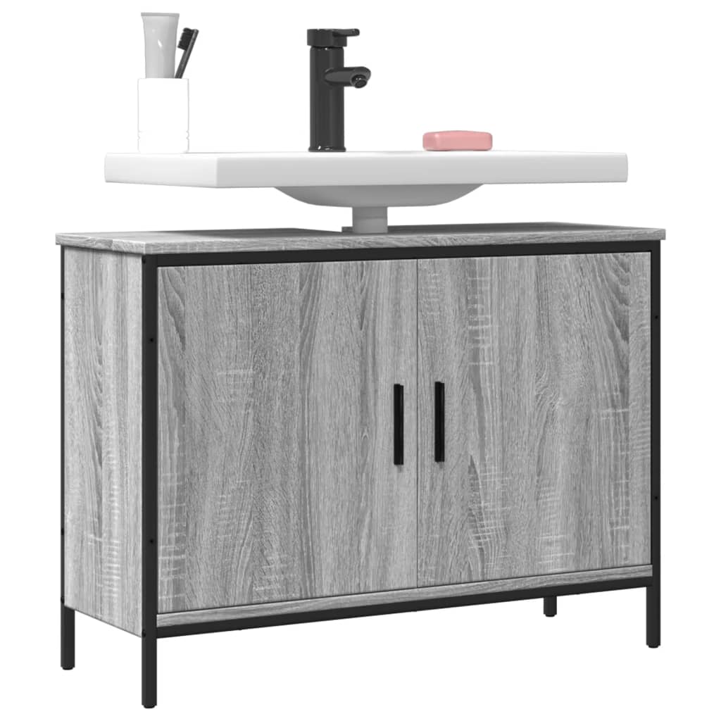 Bathroom Sink Cabinet Grey Sonoma 80x30x60 cm Engineered Wood - The Home Maker