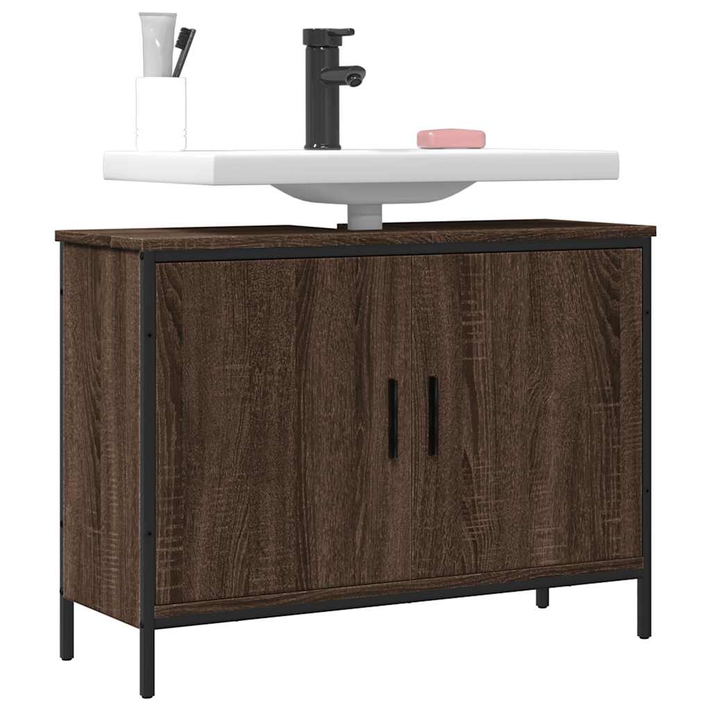 Bathroom Sink Cabinet Brown Oak 80x30x60 cm Engineered Wood - Discount Dealers
