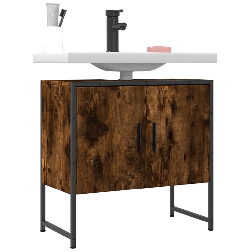 Bathroom Sink Cabinet Smoked Oak 60x33x60 cm Engineered Wood - Style and Chic